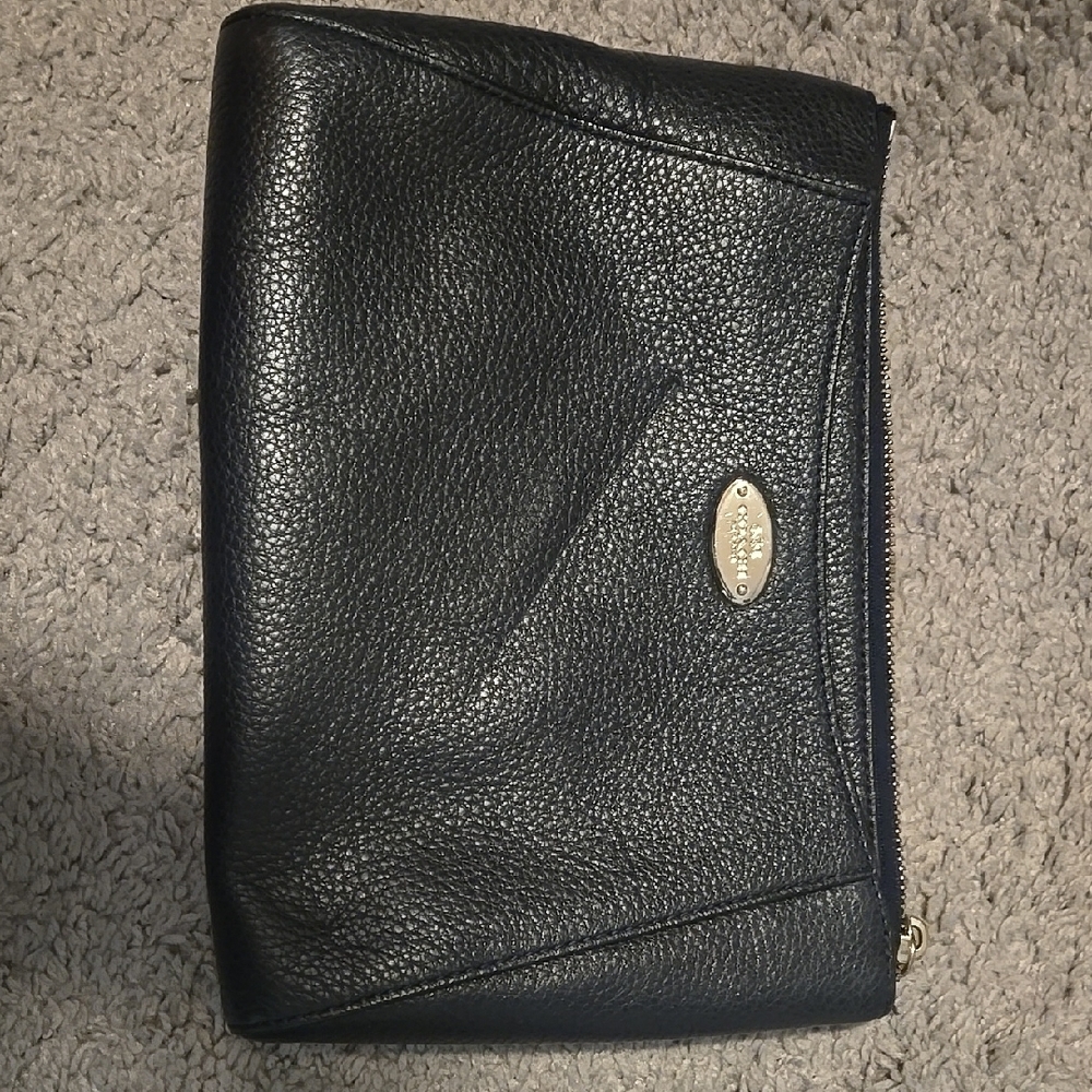 Navy Blue Leather Coach Clutch